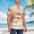 thumbnail image 5 of Balery Sleeping Cat In Blanket Print Men's Hawaiian Shirts Short Sleeve Beach Shirt Relaxed Fit Vacation Button Down Shirts-Small, 5 of 9