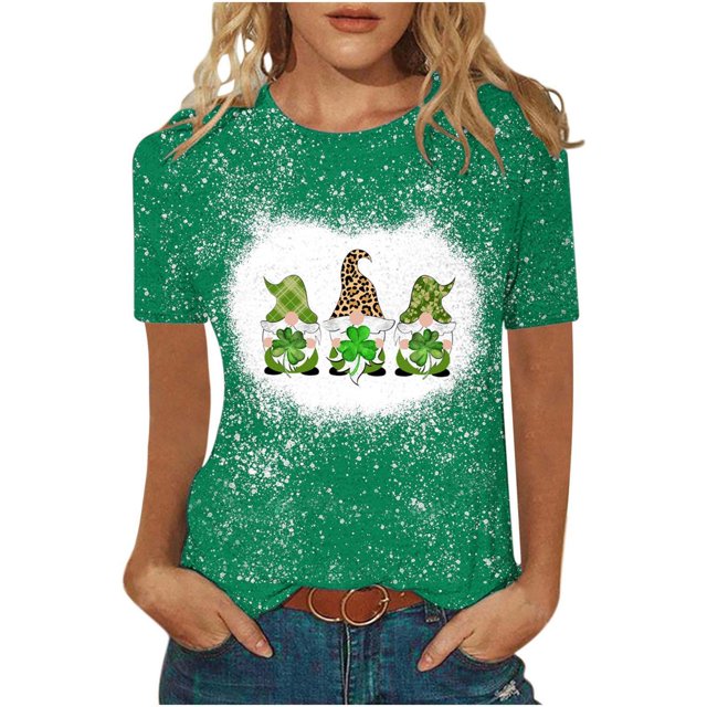 CHUANK St Patricks Day Tops pour les Femmes Printemps Été Manches Longues T-Shirts en Vrac Ajustement Col Rond Dames Occasionnels