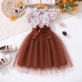 thumbnail image 5 of Girls Dresses Floral Collared Tulle Party Dress Short Ruffle Sleeve with Satin Bow Waist Elegant Summer Sundress for Kids 7-12Y, 5 of 9