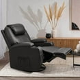 thumbnail image 3 of Furniwell Rocker Recliner Chair with Massage for Elderly, Leather Adjustable 360°Swivel Rocking Sofa for Living Room with Remote Control, Cup Holders (Black), 3 of 10