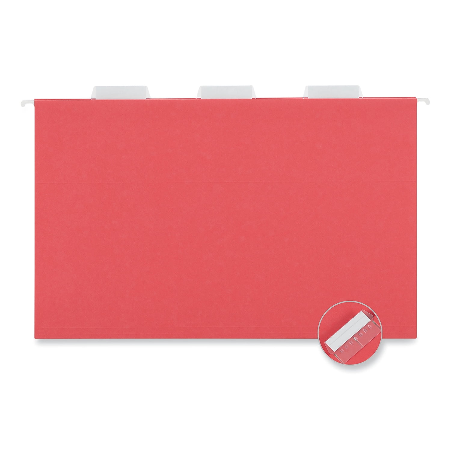 Universal Deluxe Bright Color Hanging File Folders, Legal Size, 1/5-Cut Tab, Red, 25/Box -UNV14218