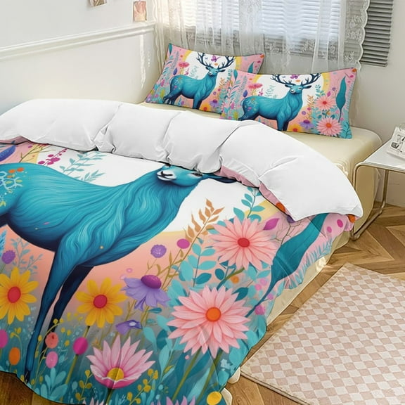 Enchanted Forest Deer Bedding Set Couple Bedclothes Pillowcase Customized Home Textiles Bed Set for Bedroom Decoration