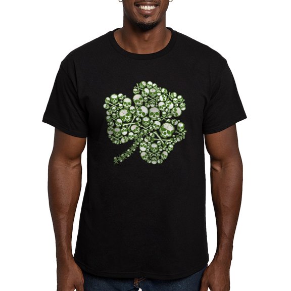 CafePress - Skullcloverlightgreenwhite T Shirt - Men's Fitted T-Shirt