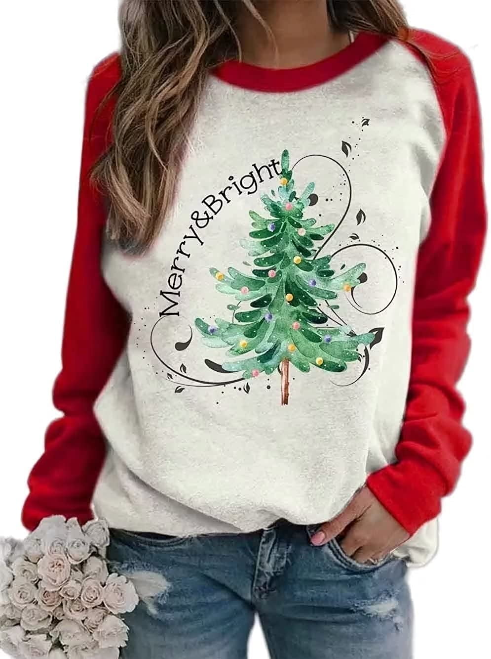 Christmas Tree Women's Merry Sweatshirt Women's Merry Bright - Main Image
