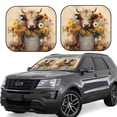 thumbnail image 1 of Bingfone Bucket Flower Cow Windshield Sun Shade 2-Piece Foldable Car Front Window Sunshade for Most Sedans SUV Truck-Small, 1 of 6