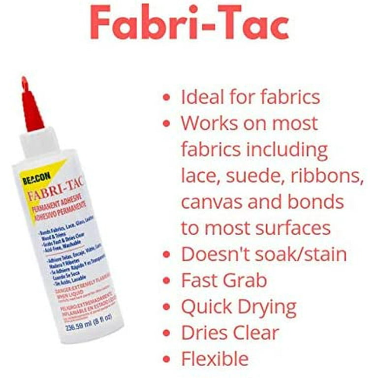 Beacon Fabri-tac Permanent Fabric Adhesive 4oz Crafts Leather Felt