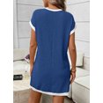 thumbnail image 2 of Women Casual A Line Dress Loose Fit Short Sleeve Round Neck Mid Length Summer Everyday Wear, 2 of 7