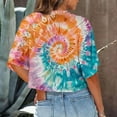 thumbnail image 4 of Posijego T-Shirts Teinture sur Nœuds pour Femmes, tee-Shirt Graphique pour Femmes, Été Décontracté, Col Rond, Manches Courtes, Crop Tops, 4 of 6