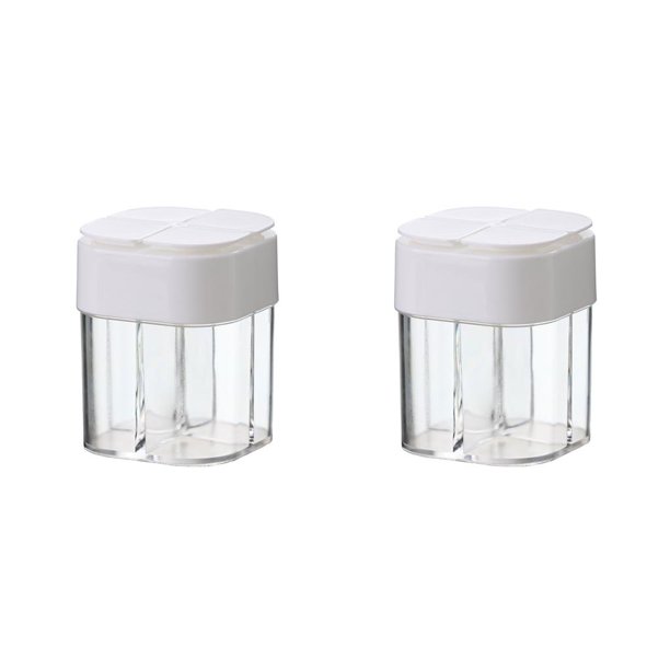 Bearachild Botella de condimento de 4 rejillas, tarro de especias para el hogar, caja de coctelera de pimienta, latas transparentes para Blanco 2piezas