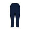 thumbnail image 5 of WCMZJ Capri Leggings for Women 2024 Dressy Capris Pants Summer Casual Knee Length Hollow Out Tie Up Capris Leggings Silm Fit Comfy Cropped Pants Navy Blue XXL, 5 of 6