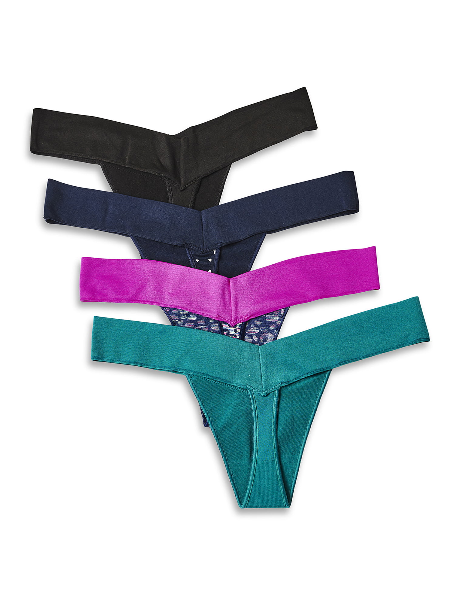 No Boundaries Women's Seamless Thong Panties, 4-Pack