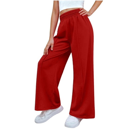 YOUYEDIAN Girls Wide Leg Sweatpants Teen Fall Baggy Trendy Fleece Cotton Joggers Casual Y2k Workout Gym Track Pants (Red, 11-12 Years)