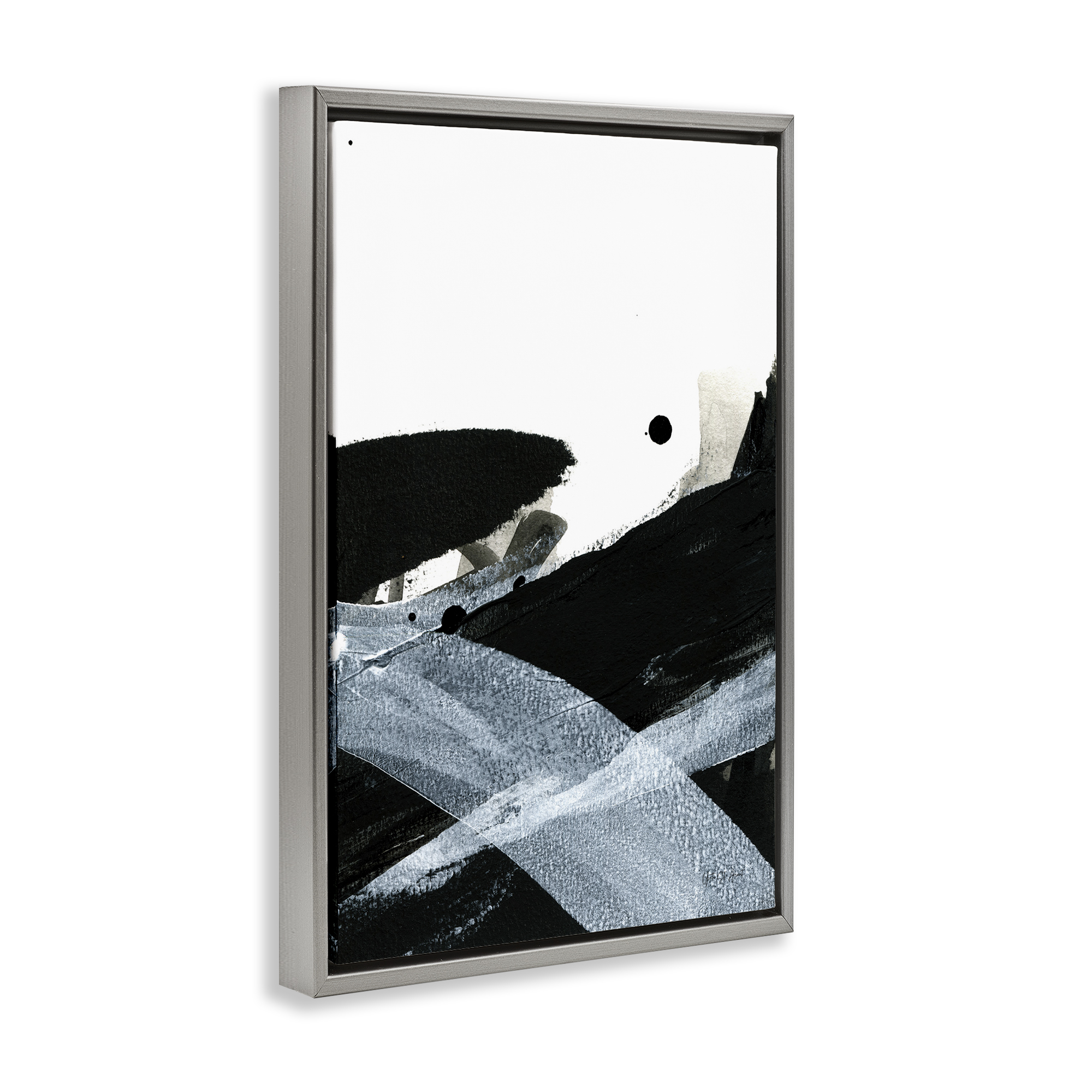 Stupell Industries Bold Gradient Movement Abstract Painting Gray Floater Framed Canvas Art Print Wall Art, 21 x 31