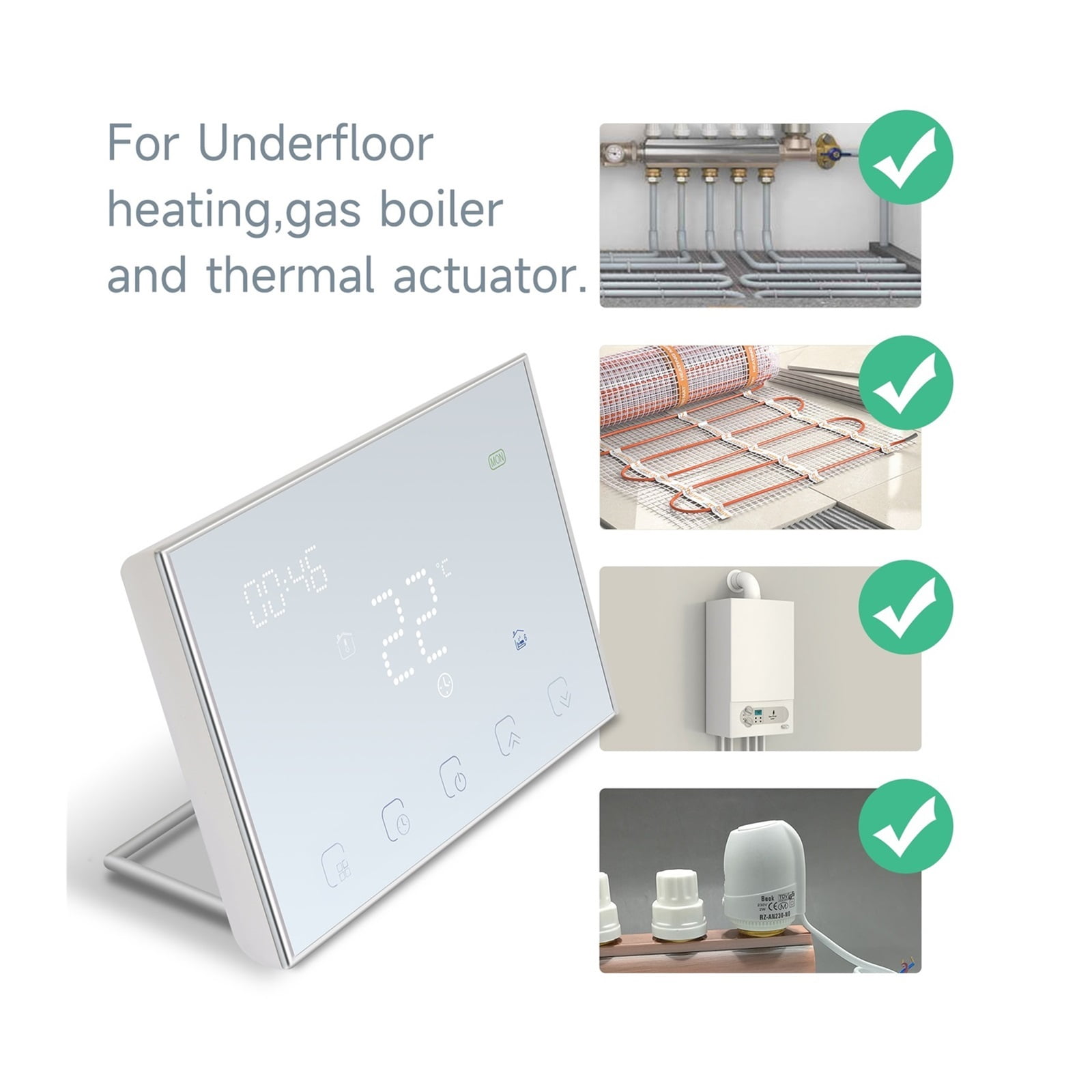 Tuya Smart Wireless Thermostat With Electric Underfloor Heating Room Temperature Controller ,Easy Installation
