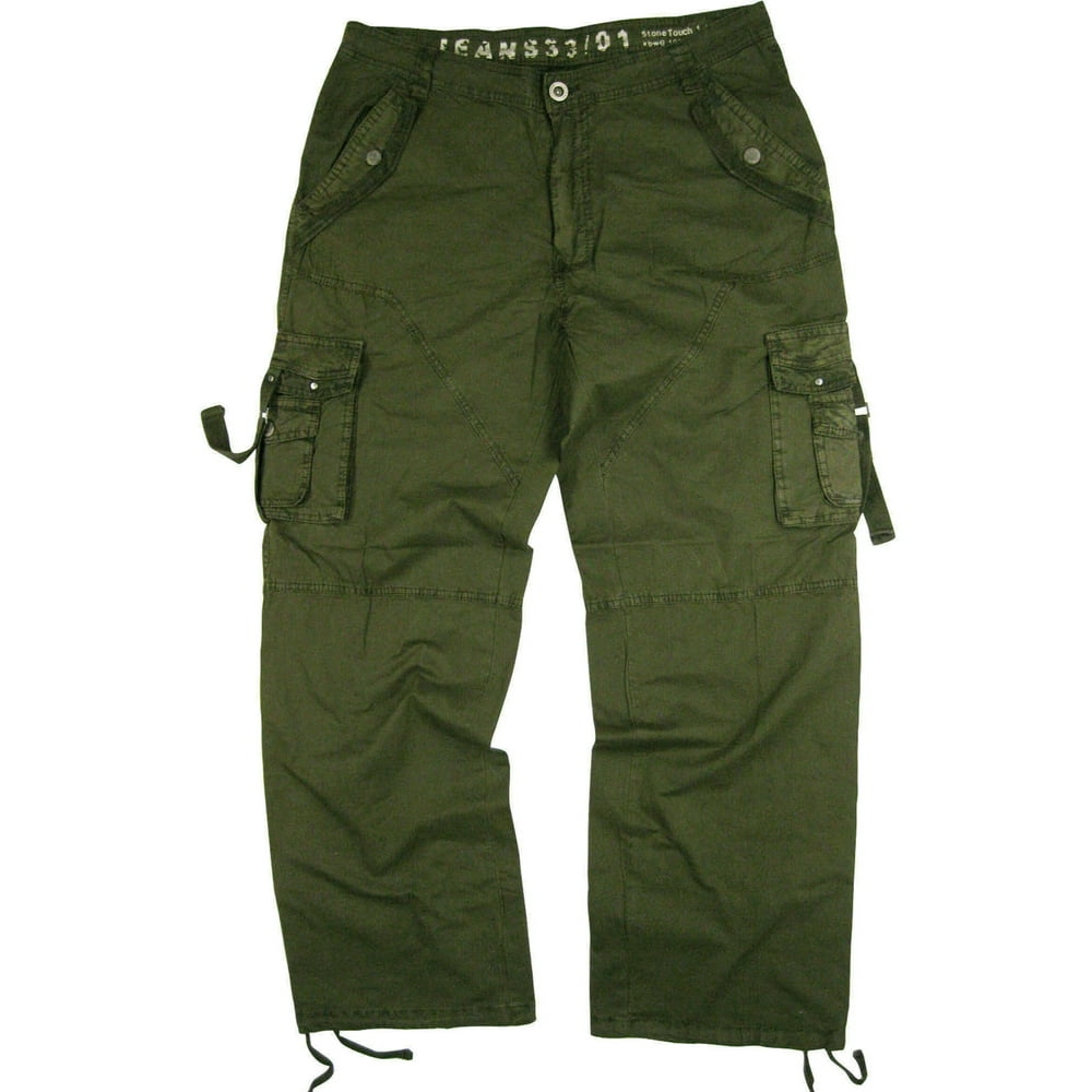 StoneTouch Men's Military-Style Plue SizeCargo Pants 44x32 Dark Olive ...