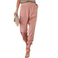 thumbnail image 2 of Pants for Womens Ankle Length High-waisted Elastic Waist Trousers Satin Joggers with Pockets Summer Comfy Casual Sweat Pants, 2 of 7