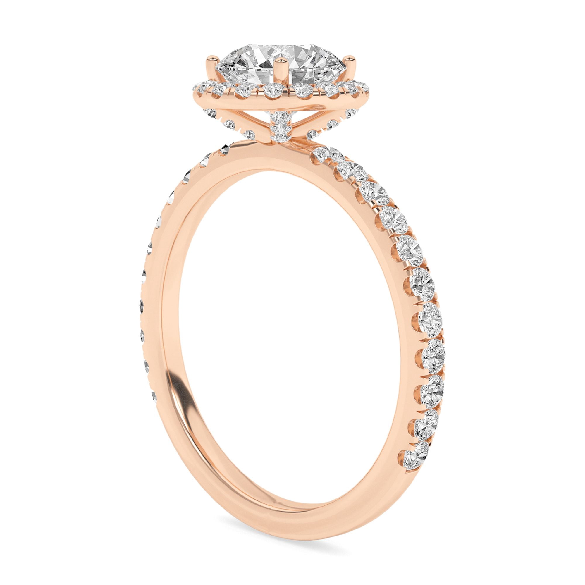 AFFY Round Halo Engagement Rings For Women, 1.50 Carat (ctw) Lab Created Moissanite Promise Rings For Her In 10k Solid Rose Gold | VVS1 Quality Ring Size-10