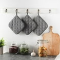 thumbnail image 3 of Clwellge 100% Cotton Basic Terry Quilted Kitchen Pot Holders for Cooking and Baking,3-Pack. (Dark Blue), 3 of 8