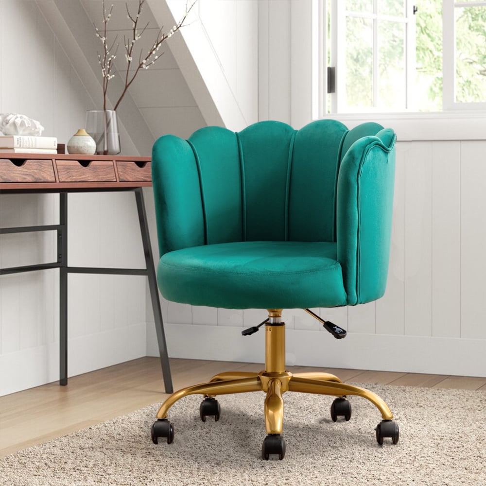Armless Velvet Vanity Chair, Accent Chair for Small Space, 360°Swivel Office Chair Velvet Chair