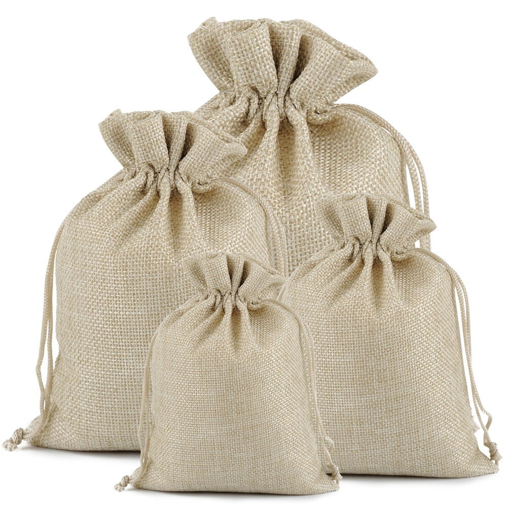 Wedding Favor Hessian Burlap Jute Favour Linen Gift Bags Drawstring Sack Pouch 