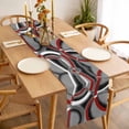 thumbnail image 3 of Grey Geometric Table Runner - 72 Inch Long, Kitchen Dining Table Runner Dresser Scarves, Modern Abstract Black White Red Striped Farmhouse Decor for Coffee Tables Wedding Party Banquet, 3 of 8