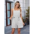 thumbnail image 6 of Women'S Summer Casual Sleeveless Loose Spaghetti Strap Drawstring Denim Shorts Jumpsuit with Pockets Grey XL, 6 of 7