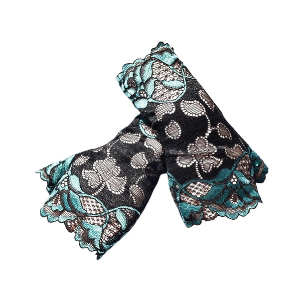 Guantes sin dedos para mujer, manoplas, guantes para el sol, puños, accesorios, mangas florales Verde