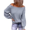 thumbnail image 1 of Robe Chandail pour Femmes Surdimensionnée Manches Longues Aguichant Épaules Dénudées Bloc de Couleur Tricot Hauts, 1 of 6