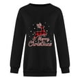 thumbnail image 2 of Gibobby Sudaderas para mujer navidad Suéteres para mujer Diario Navidad de nieve Estampado Sudadera Cuello redondo Camisas de entrenamiento Blusa suelta(Negro,M), 2 of 4