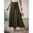 thumbnail image 4 of Pantalones de Playa Casuales, Holgados, Estilo Palazzo, de Cintura Alta y Abertura para Mujer, Estilo Bohemio, con Bolsillos para Verano. Verde Oliva XXL, 4 of 9
