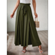 thumbnail image 4 of Pantalones de Playa Casuales, Holgados, Estilo Palazzo, de Cintura Alta y Abertura para Mujer, Estilo Bohemio, con Bolsillos para Verano. Verde Oliva XXL, 4 of 9