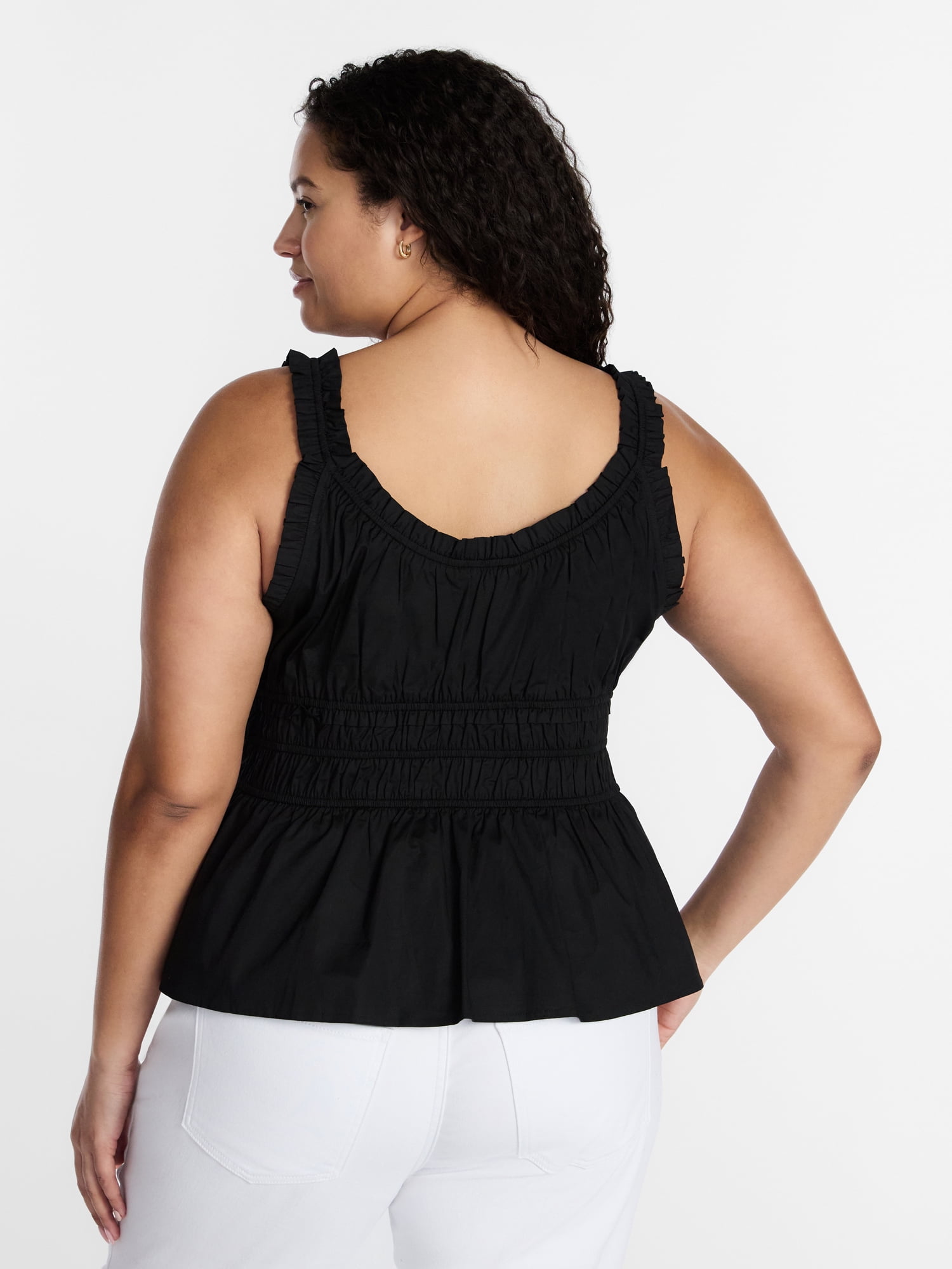 Terra & Sky Women’s Plus Sleeveless Smocked Peplum Tank Top, Sizes 0X-5X