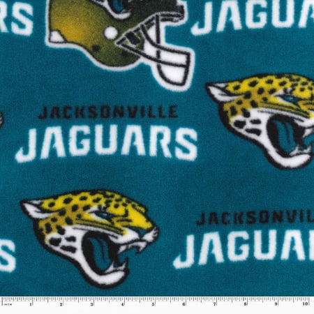 NFL Jacksonville Jaguars 58 100% Polyester Fleece Sports Logo Fabric By the Yard Teal