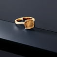 thumbnail image 4 of Gem Stone King 3.62 Ct Cushion Brown Tiger Eye 18K Yellow Gold Plated Silver Ring, 4 of 5