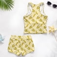 thumbnail image 6 of COEQINE Girls Swimsuit 2 Piece Tankini with Removable Pads for Ages 10-11 Modest Bathing Suits for Big Kid Tween Soft Comfortable Pool Beach Wear Tankini Set, Yellow Banana Print, 6 of 8