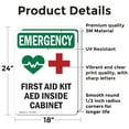 thumbnail image 2 of (2 Pack) First Aid Kit AED With Symbol OSHA Emergency Sign 18 Inch X 24 Inch Vinyl Label Decal Sticker Weather Resistant, UV Protected for Workplace, Business, and Construction Site,, 2 of 7