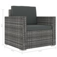thumbnail image 4 of vidaXL 8 Piece Garden Lounge Set with Cushions Poly Rattan Gray, 4 of 5