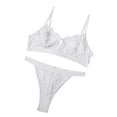 thumbnail image 4 of Encaje sexy conjunto de ropa interior sujetador ropa interior regalo para mujeres niñas, blanco, M 2 piezas Vogacara XX000054-18, 4 of 7
