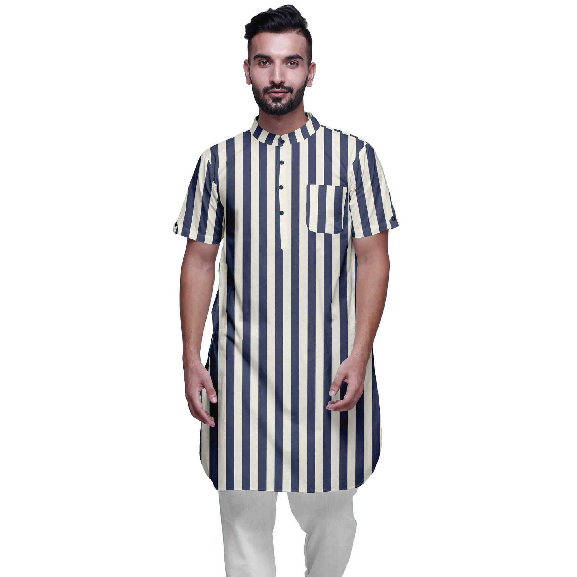 Atasi Printed Kurta For Men Mandarin Collar Cotton Cambric Casual Kurta  Shirt 