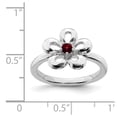 thumbnail image 5 of Solid 925 Sterling Silver Stackable Garnet January Red Gemstone Flower Ring Eternity Band Size 9, 5 of 6