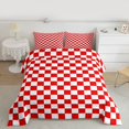 thumbnail image 2 of Homewish Red White Grid 3 Pieces Queen Comforter Set For Kids Children Teens,Geometric Buffalo Ultra Soft Bedding Sets,Minimalist Abstract Bedding Comforter Set,Microfiber Bedroom Decor,Reversible, 2 of 8