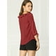 thumbnail image 5 of Allegra K Blusa de lunares de verano de media manga con cuello con volantes para mujer Vino rojo L, 5 of 6