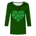 thumbnail image 4 of T-Shirt Ample à Manches Trois-Quarts et Col Rond Imprimé pour la Saint-Patrick pour Femmes, 4 of 6
