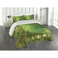 thumbnail image 2 of Ambesonne Rainforest Quilted Coverlet 3 Pcs, Butterfly, Queen Size, Green, 2 of 4
