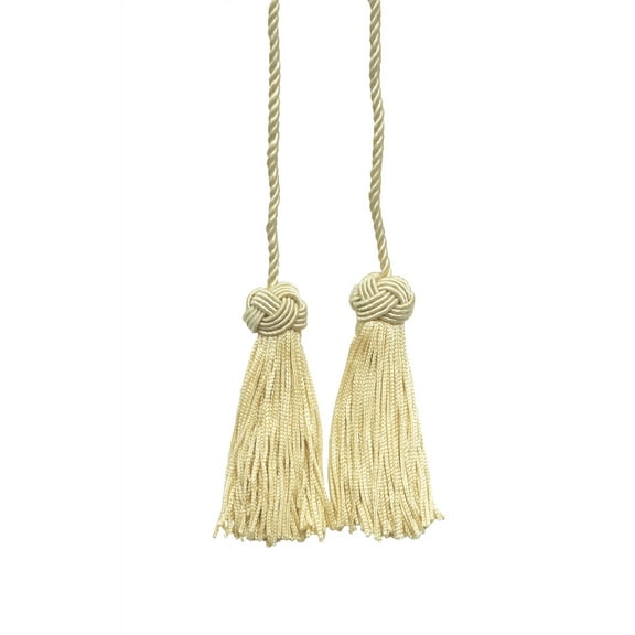 Turkish Head Double Tassel Curtain and Drapery Tieback / Holdback, 3 3/4" Tassel (9.5cm), 27" Spread (68.5cm) # BHCT, Cream Ivory #A2 (Ivory / Cream) Sold Individually