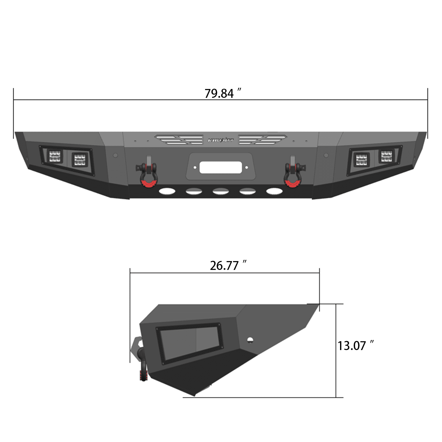TIOYAR For 2019-2024 Dodge Ram 1500 (Not fit classic model) Front Bumper With Winch Plate&Lights (Black Texture)