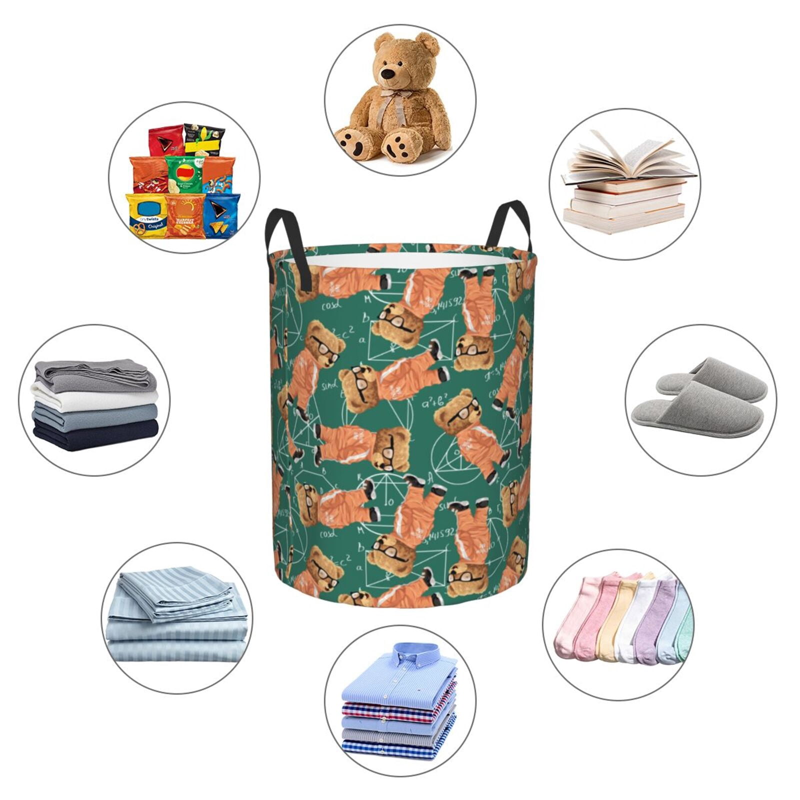 Large Laundry Basket with Handles - math formula Bear Kids Baby Dirty Clothes Laundry Hamper for Bedroom Aesthetic