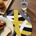 thumbnail image 3 of Yellow Black Geometric Round 13 Inch Placemats Set of 8, Modern Art Abstract Grey Line HeatResistant Non Slip Place Mats for Dining Table, Wipeable Braided Kitchen Table Mats for Housewarming, 3 of 9