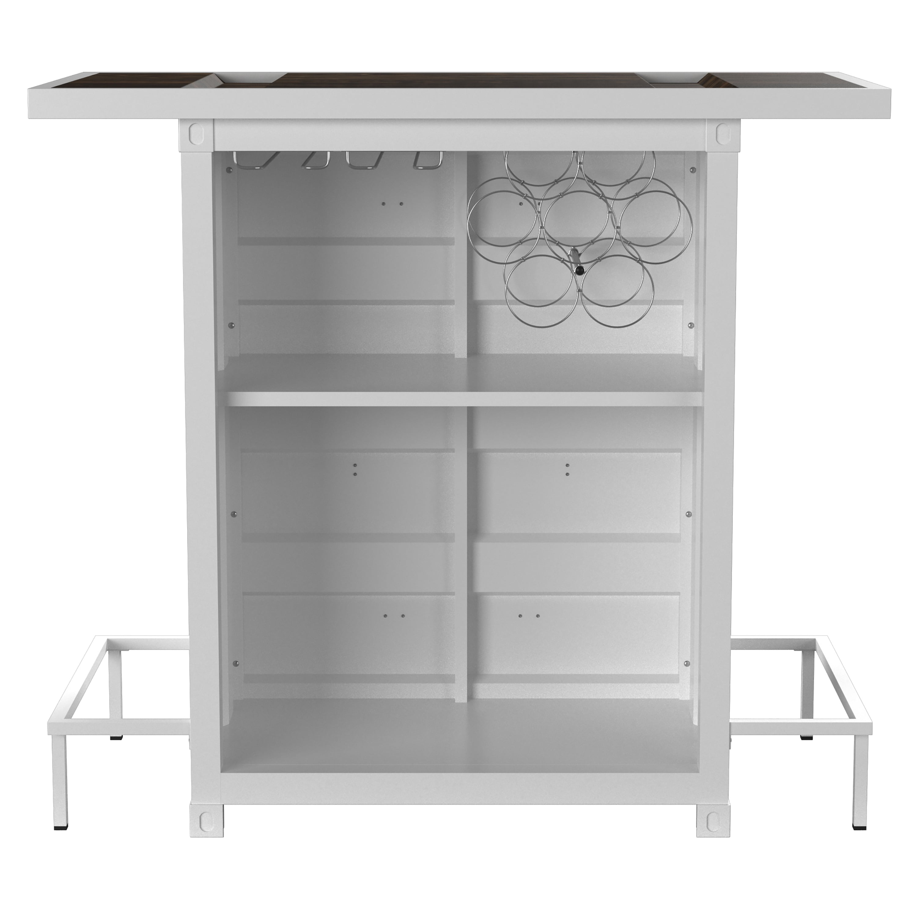 Furniture of America Locust Metal Bar Table with LED Light, White