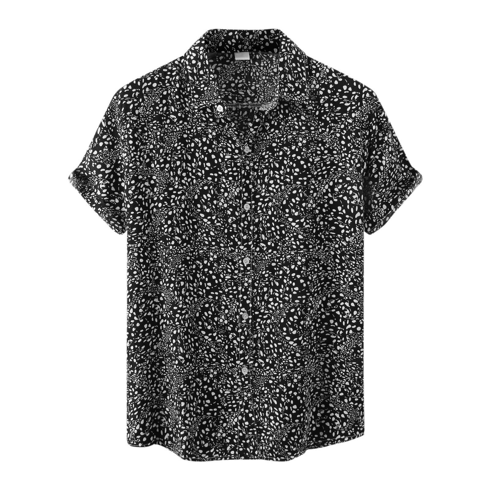 Casual Button Up Collared Shirt Hawaiian Shirt for Men Floral Printed ...